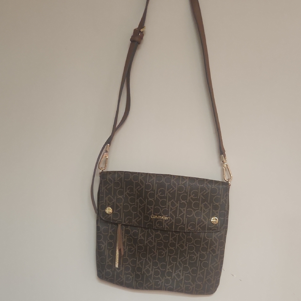 Calvin Klein Monogram Brown Crossbody Bag